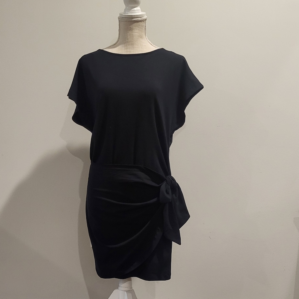 DKNY Side Tie Short Sleeve Stretch Cotton dress